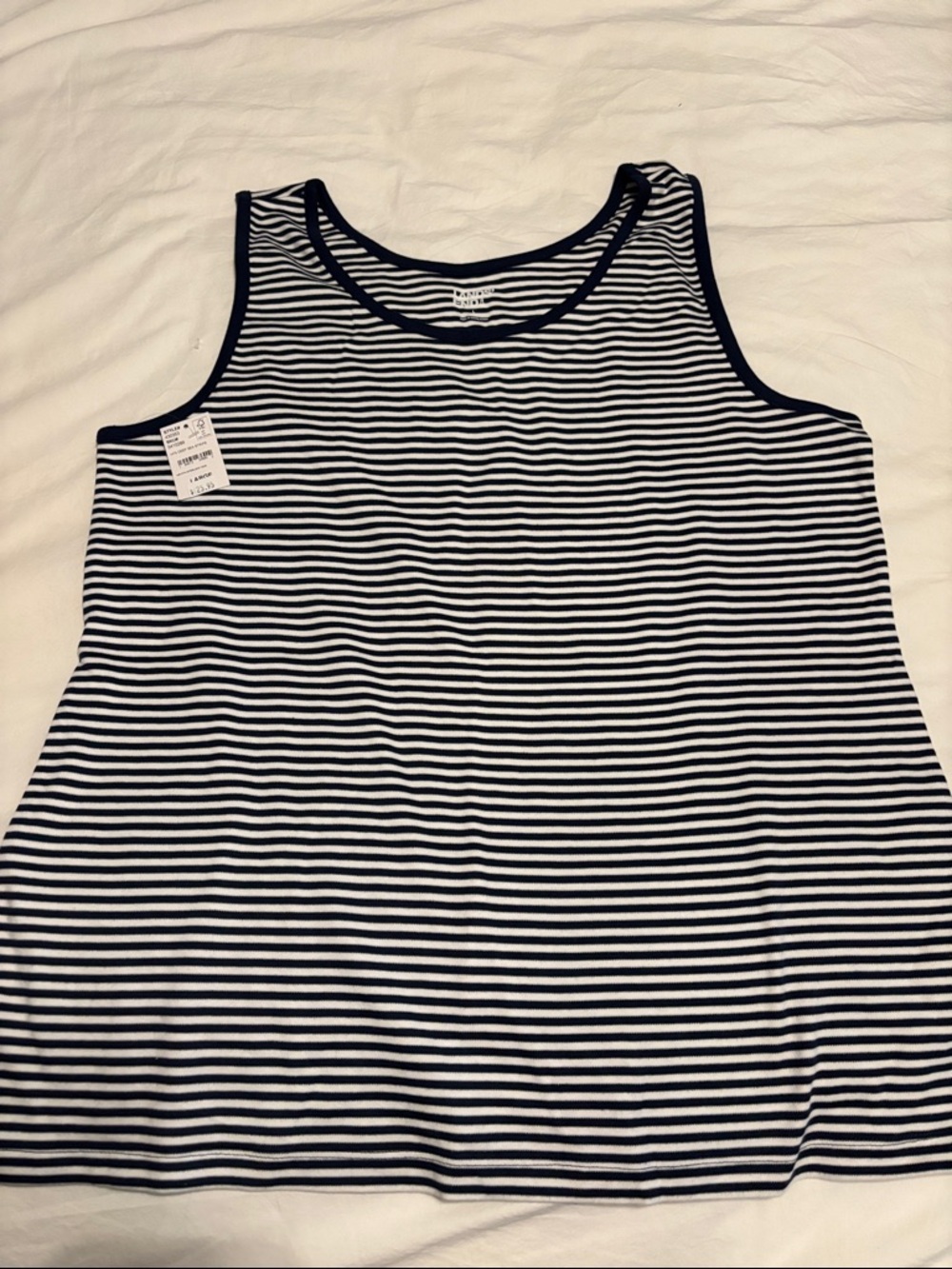 Lands End Striped Navy and White Tank Top - Womens